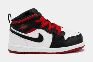 Air Jordan 1 Retro Mid Gym Red Infant Toddler Lifestyle Shoes (White/Red)