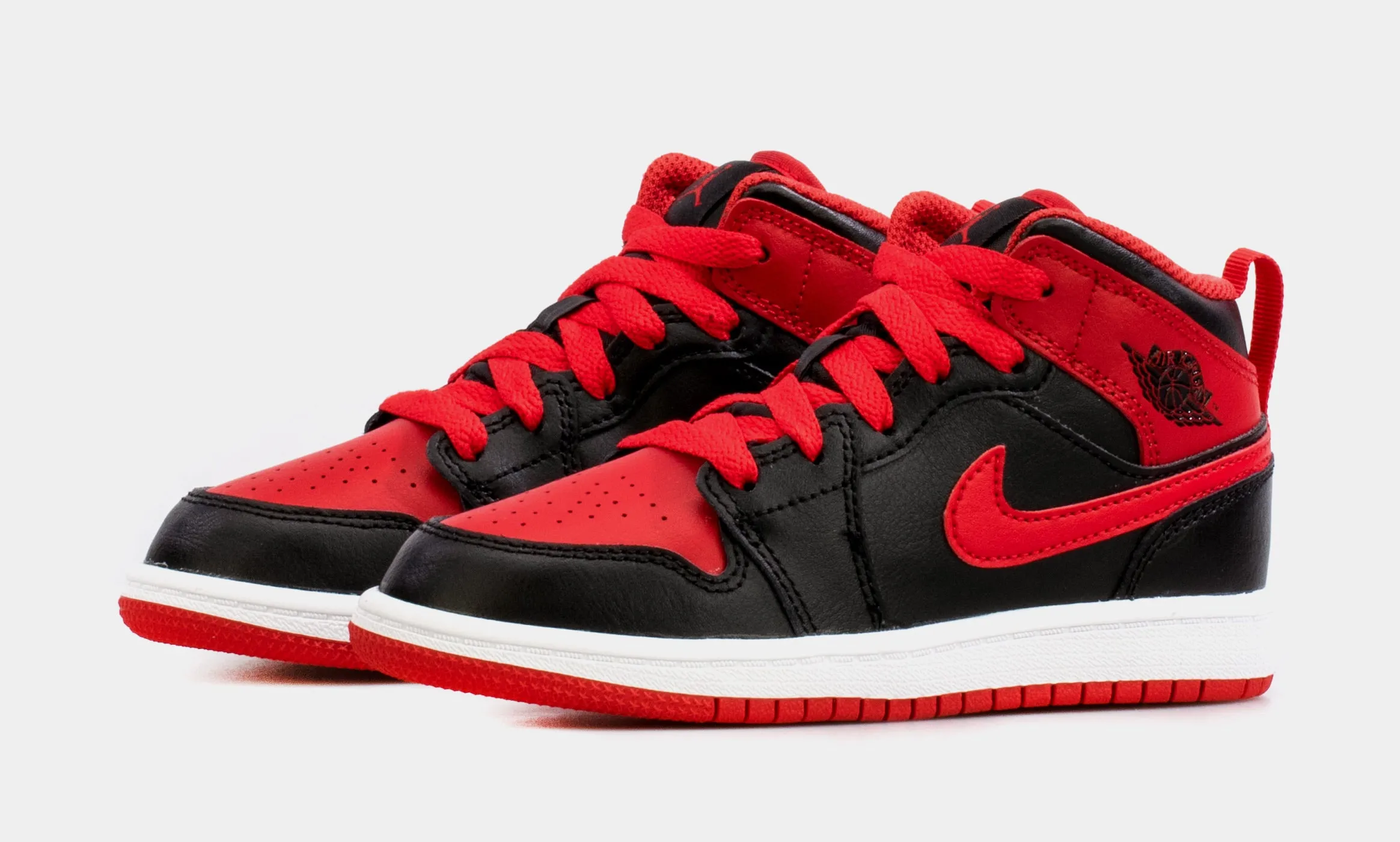 Air Jordan 1 Retro Mid Preschool Lifestyle Shoes (Black/Red)