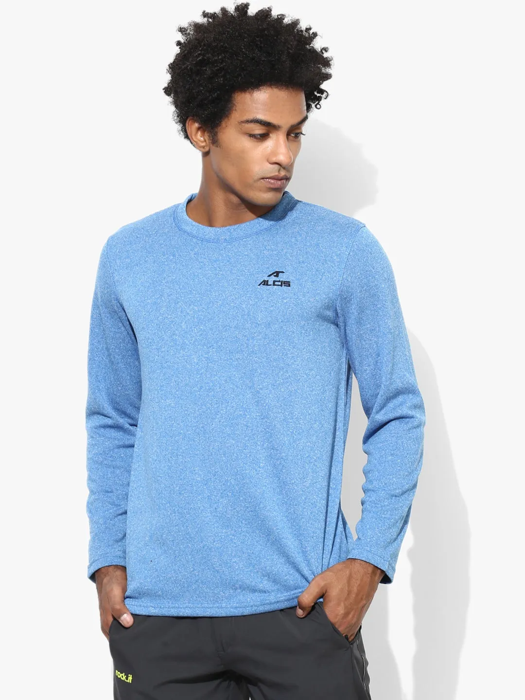 ALCIS Men Solid Blue Sweatshirt