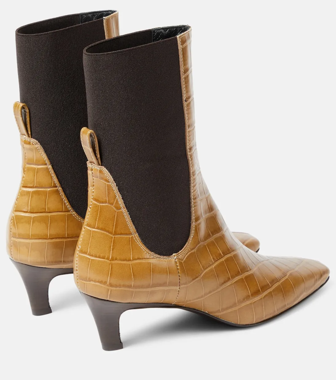 Ankle boots in crocodile effect leather with a mid heel. Toteme, beige