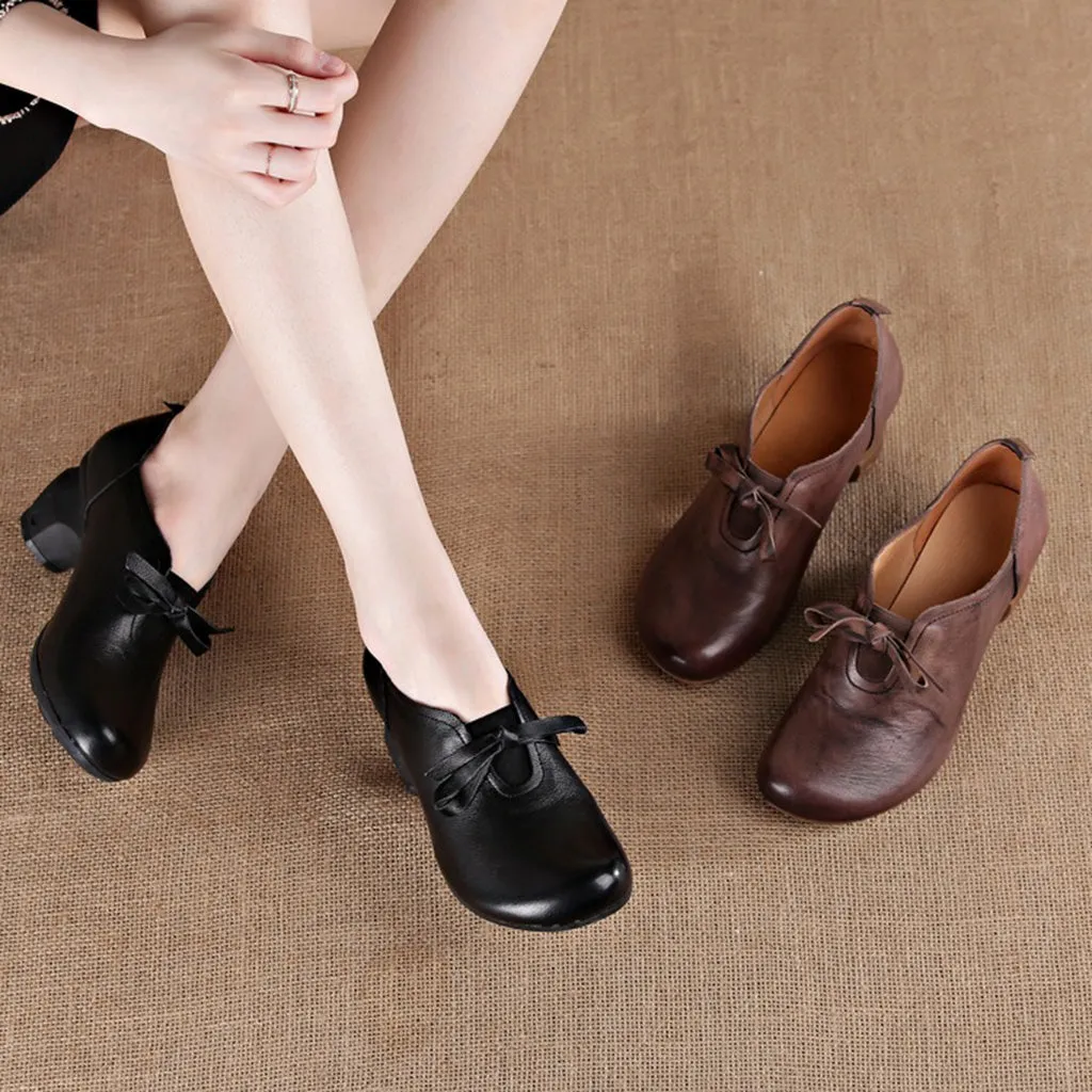 Autumn Winter Casual Retro Handmade Leather Women's Shoes | Gift Shoes