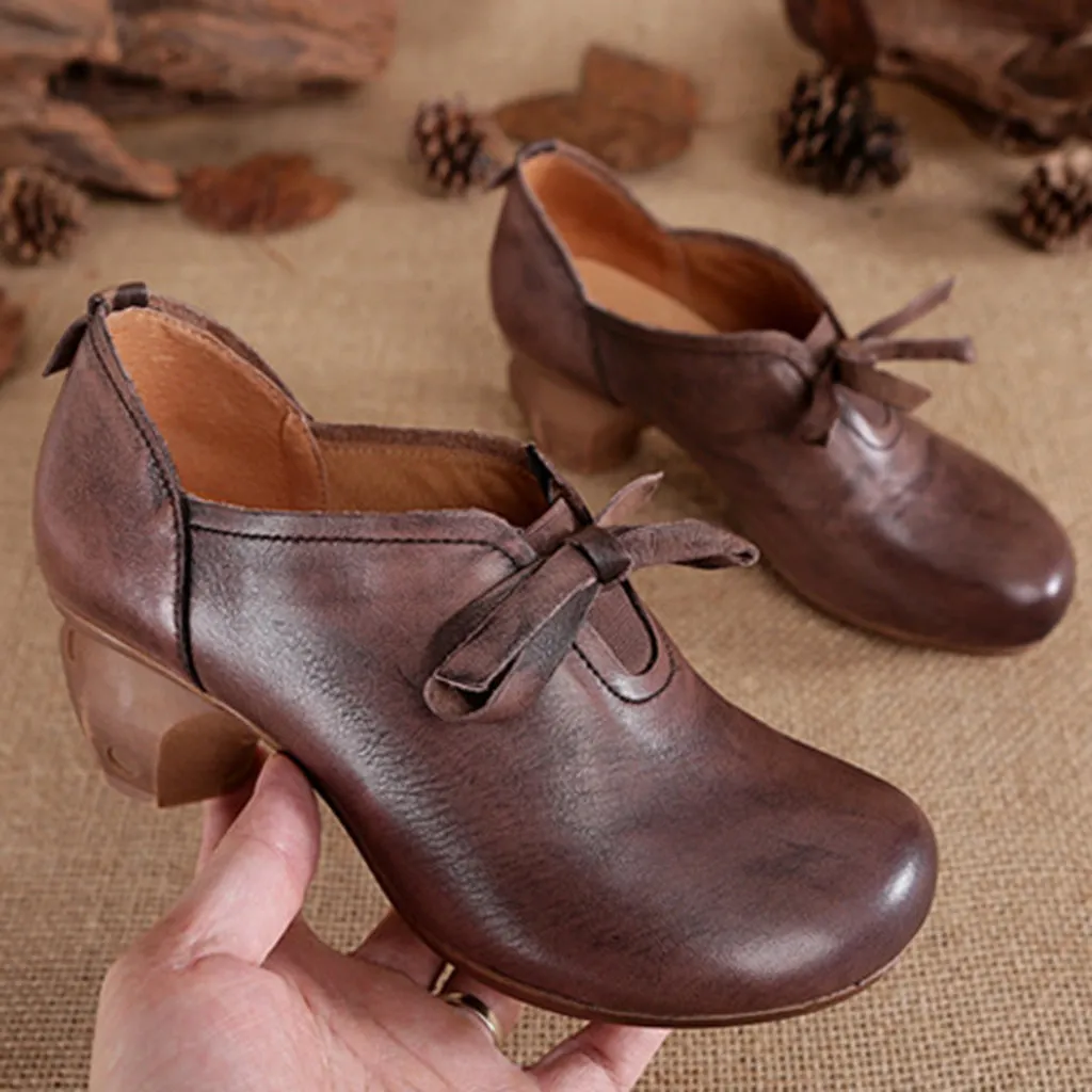 Autumn Winter Casual Retro Handmade Leather Women's Shoes | Gift Shoes