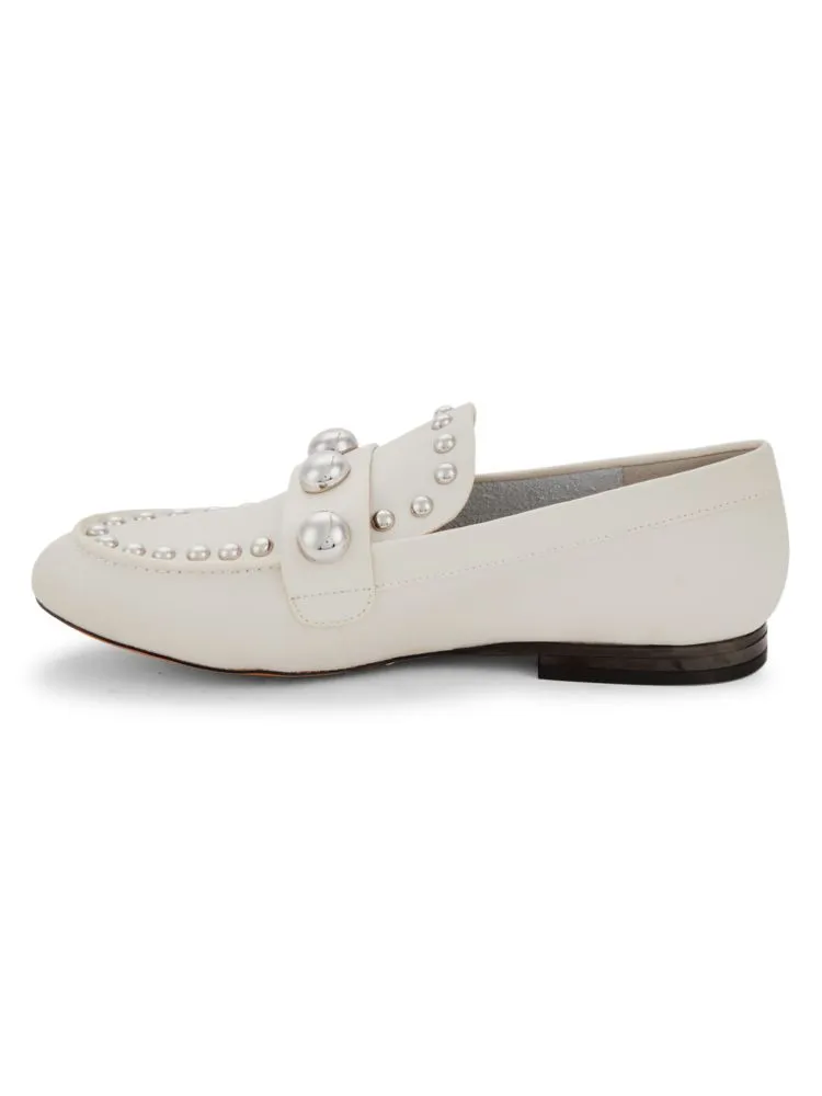 Avah Faux Pearl Stud Loafers Karl Lagerfeld Paris Soft White