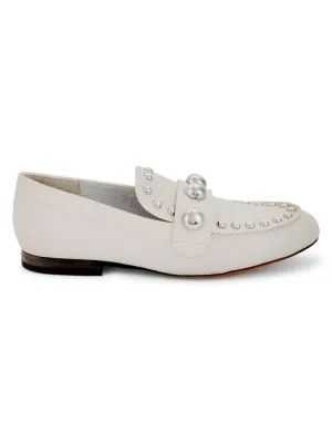 Avah Faux Pearl Stud Loafers Karl Lagerfeld Paris Soft White