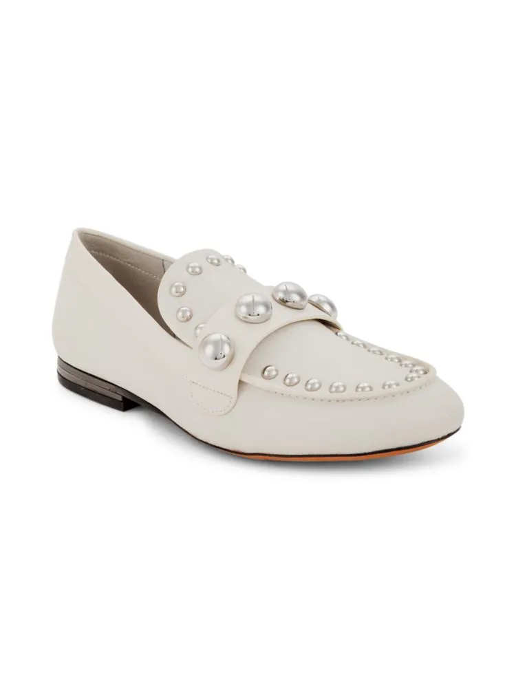 Avah Faux Pearl Stud Loafers Karl Lagerfeld Paris Soft White