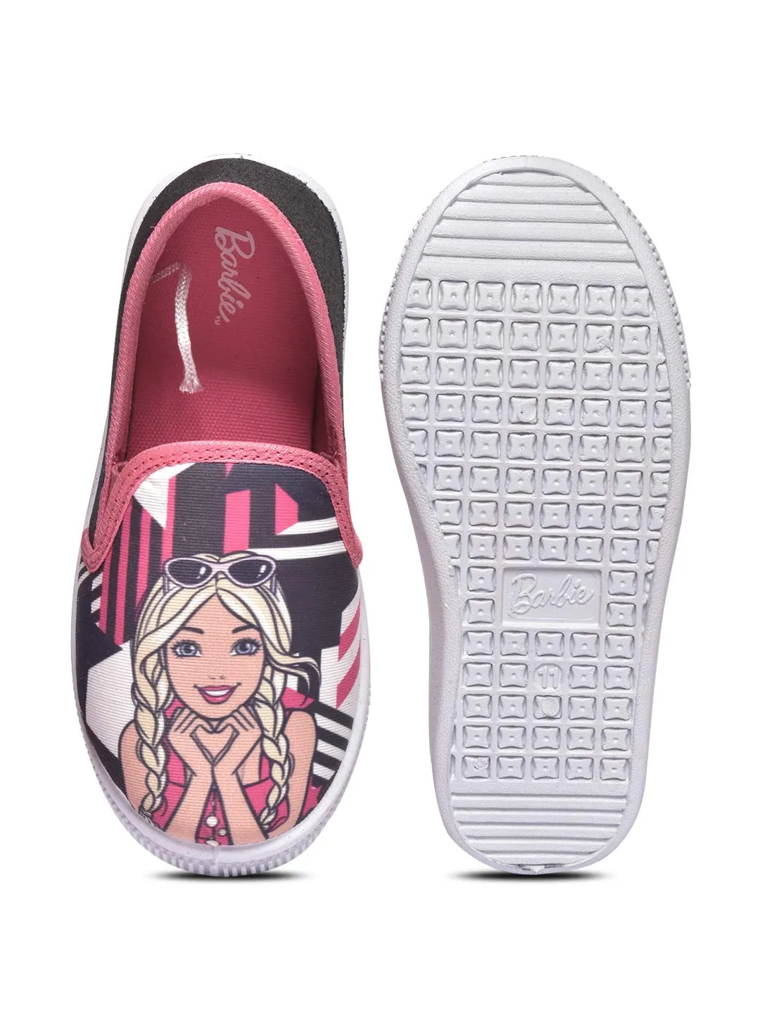 Barbie by toothless Barbie Kids Girls Canvas Shoes by Toothless Black Walking Shoes - 1 Kids UK (33 EU) (2 Kids US) (BBPGCS2639-BLACK)