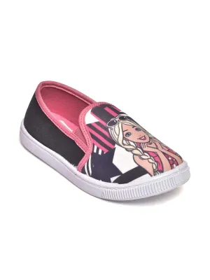 Barbie by toothless Barbie Kids Girls Canvas Shoes by Toothless Black Walking Shoes - 1 Kids UK (33 EU) (2 Kids US) (BBPGCS2639-BLACK)