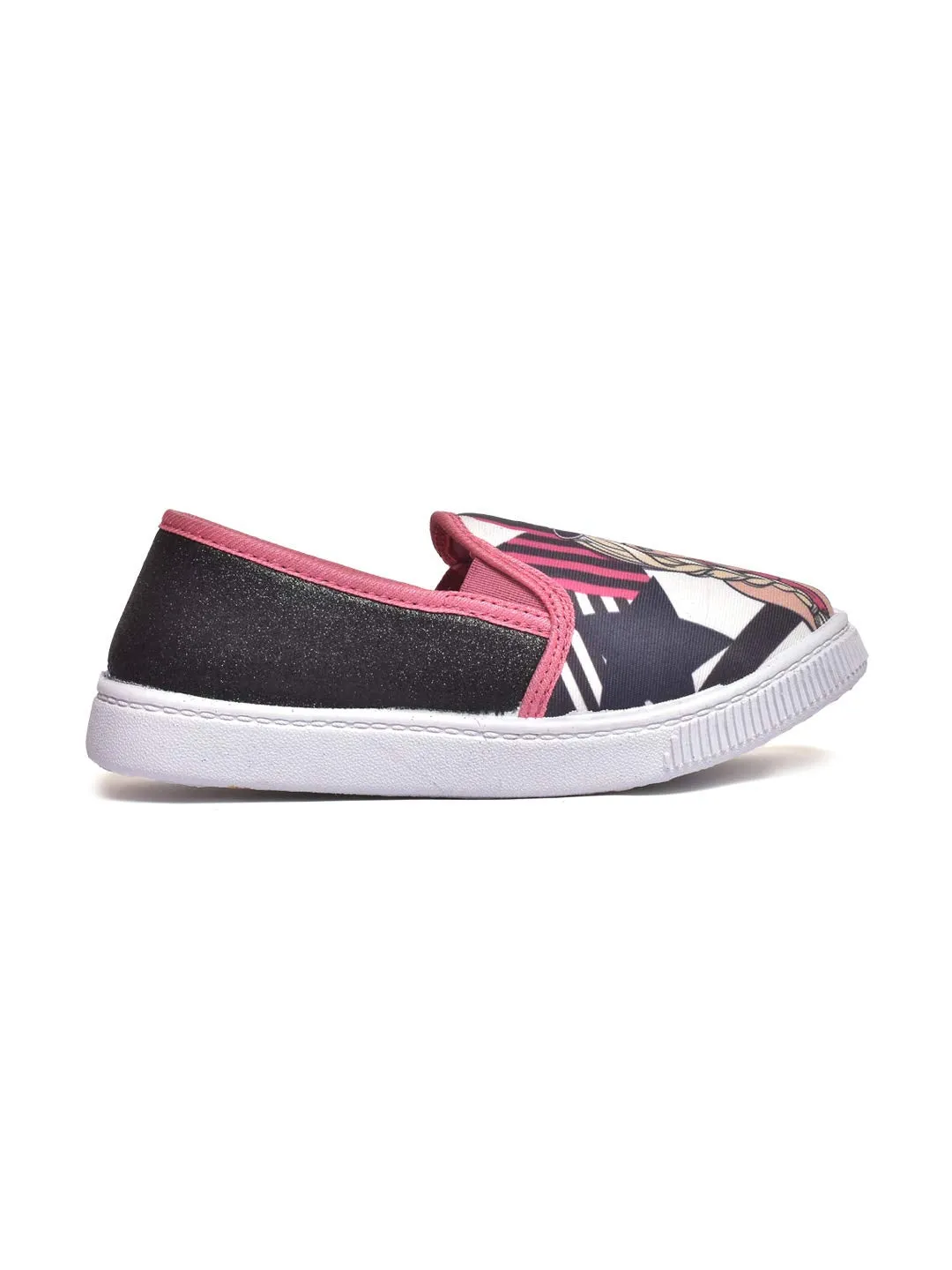 Barbie by toothless Barbie Kids Girls Canvas Shoes by Toothless Black Walking Shoes - 1 Kids UK (33 EU) (2 Kids US) (BBPGCS2639-BLACK)