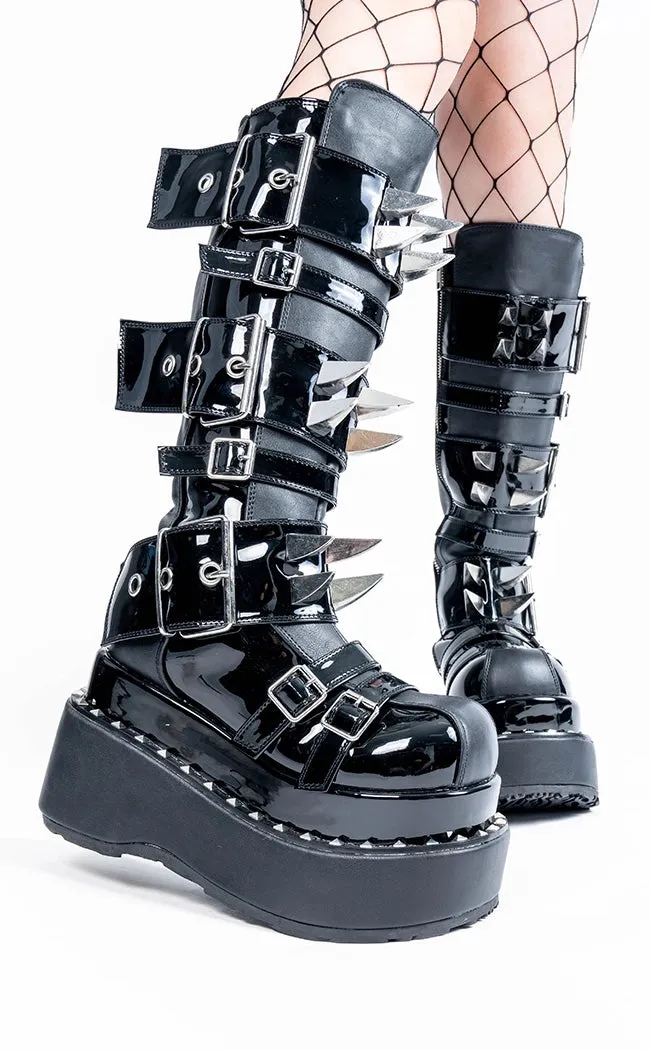 BEAR-215 Black Patent Knee-High Boots