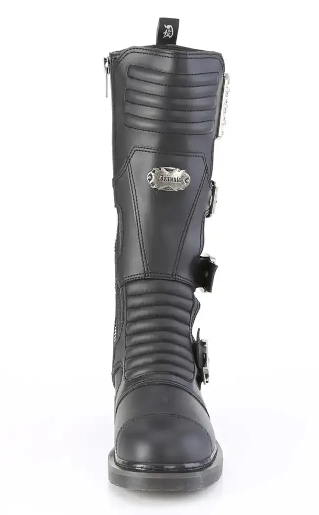 BOLT-405 Black Knee High Moto Boots