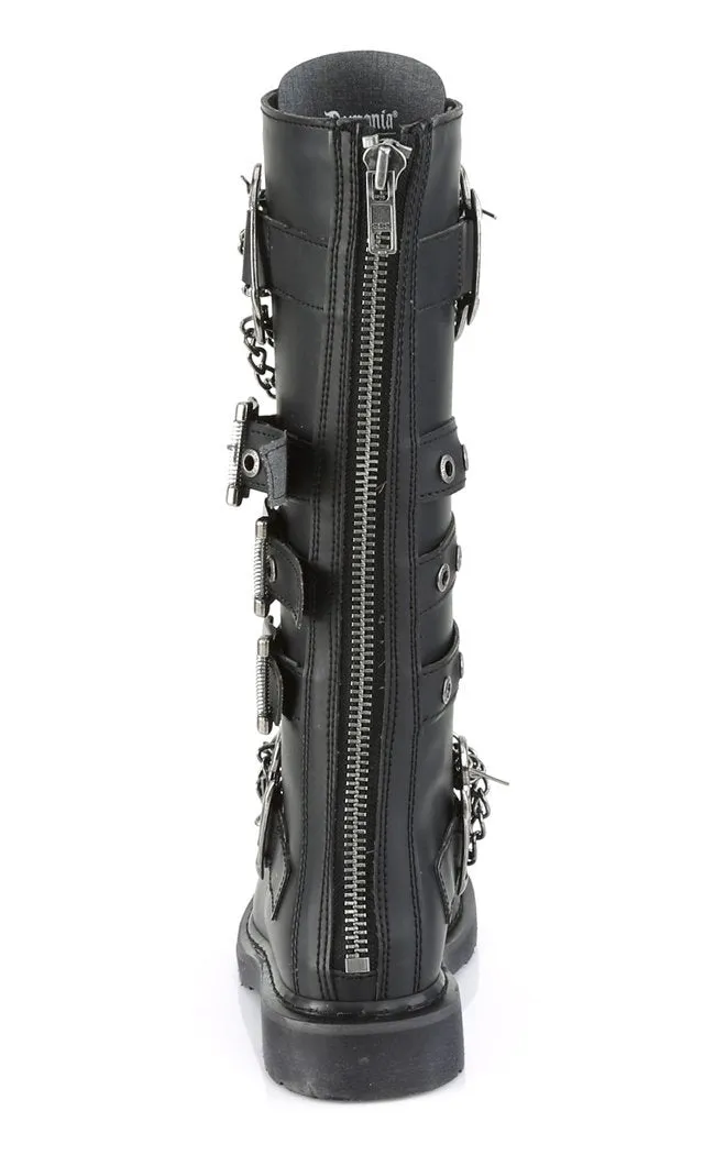 BOLT-450 Black Knee High Buckle Boots (AU Stock)