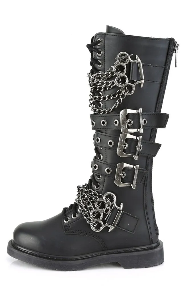 BOLT-450 Black Knee High Buckle Boots (AU Stock)