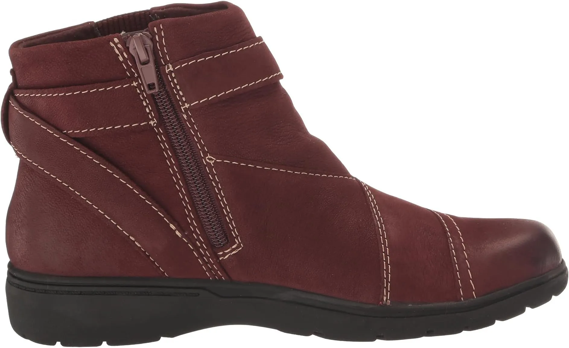 Carleigh Dalia Clarks Ankle Boots Burgundy Nubuck