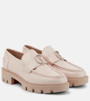 Christian Louboutin CL Moc Lug patent leather loafers, beige