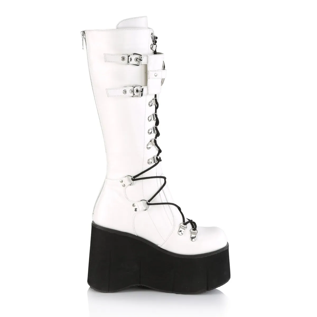 Demonia KERA-200 | White Vegan Leather Knee High Boots