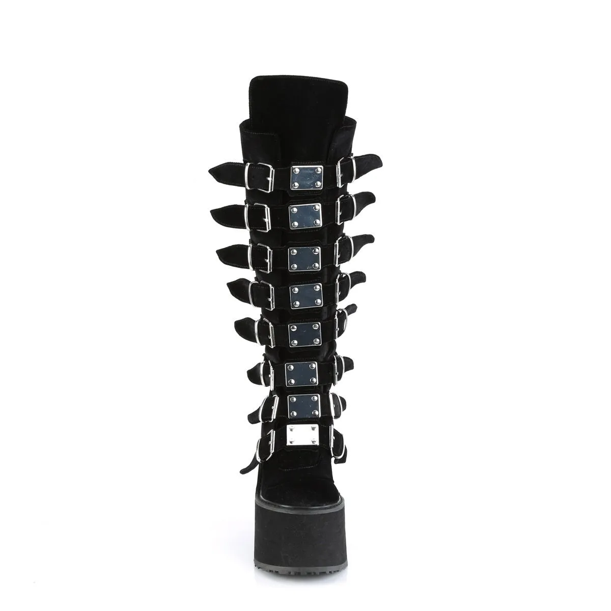 Demonia SWING-815 | Black  Velvet Knee High Boots