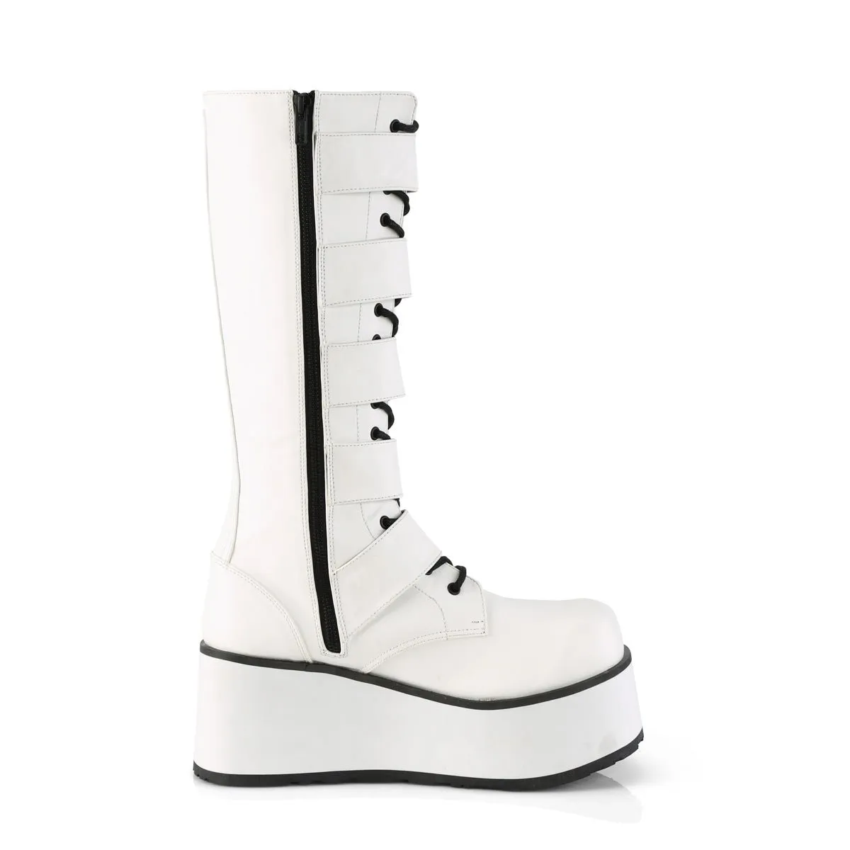 Demonia TRASHVILLE-518 | White Vegan Leather Unisex Boots