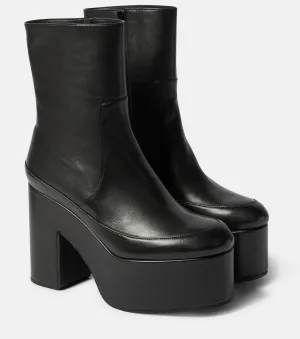 Dries Van Noten Leather Platform Ankle Boots, Black