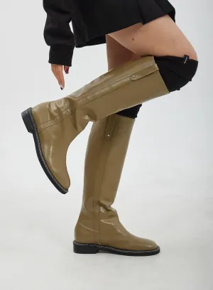 Faux Leather Knee High Boots CJ317