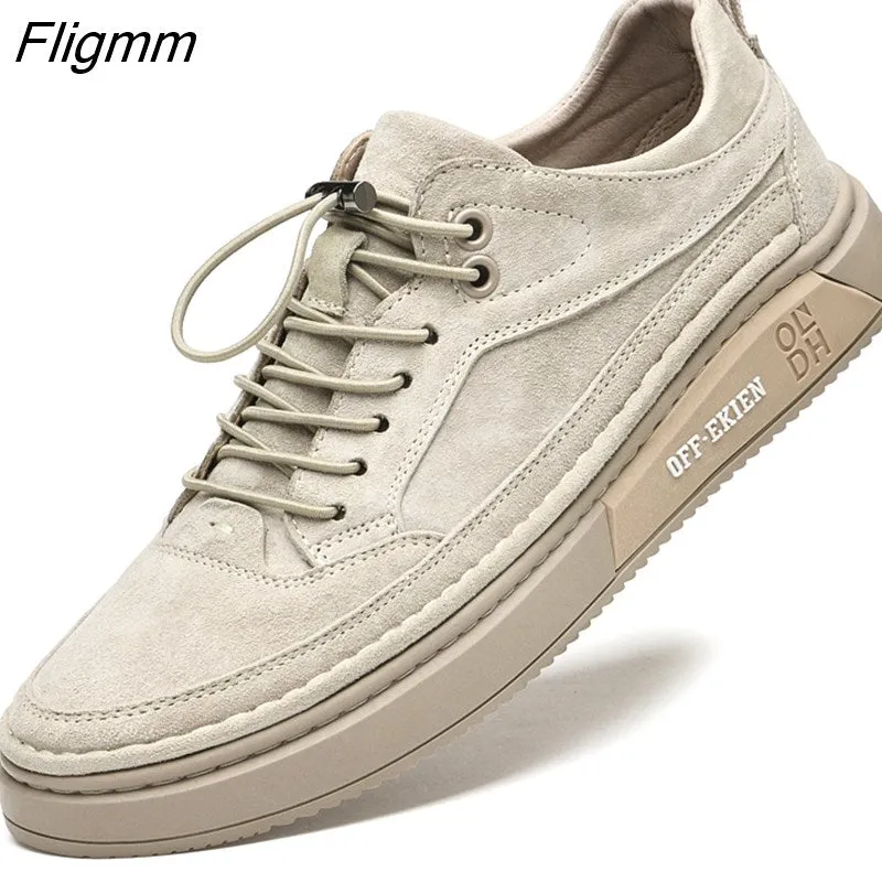 Fligmm Men Shoes fashion Genuine Leather Loafers Breathable Autumn lace up comfortable Casual Shoes Outdoor Men Sneakers shoes