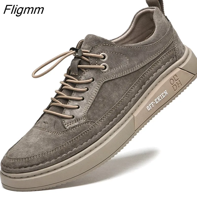 Fligmm Men Shoes fashion Genuine Leather Loafers Breathable Autumn lace up comfortable Casual Shoes Outdoor Men Sneakers shoes