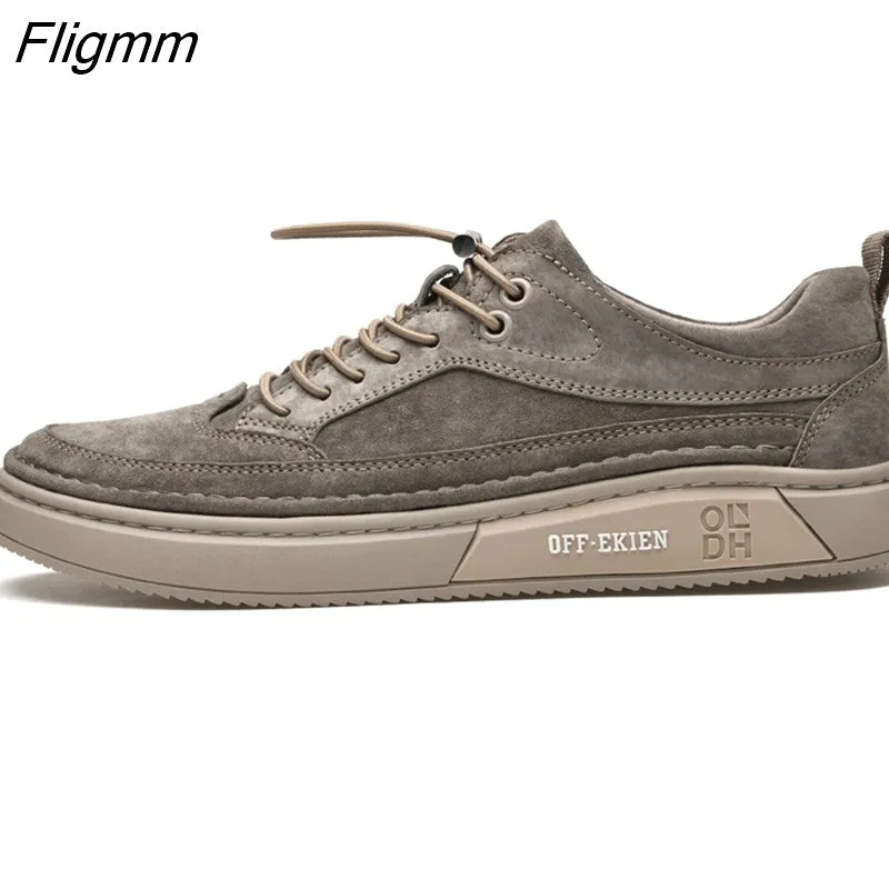 Fligmm Men Shoes fashion Genuine Leather Loafers Breathable Autumn lace up comfortable Casual Shoes Outdoor Men Sneakers shoes