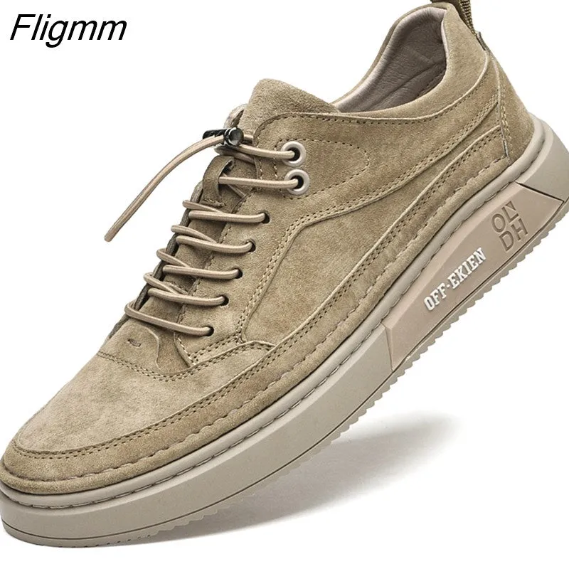 Fligmm Men Shoes fashion Genuine Leather Loafers Breathable Autumn lace up comfortable Casual Shoes Outdoor Men Sneakers shoes