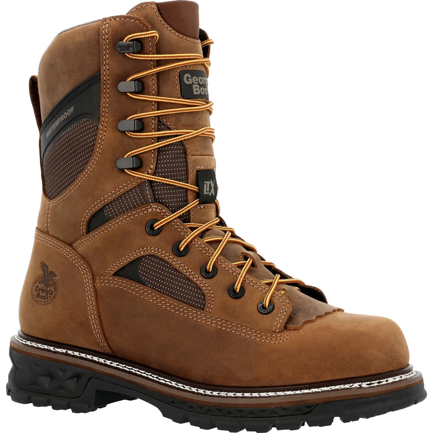 Georgia Mens LTX Logger 9in WP Brown Leather Work Boots