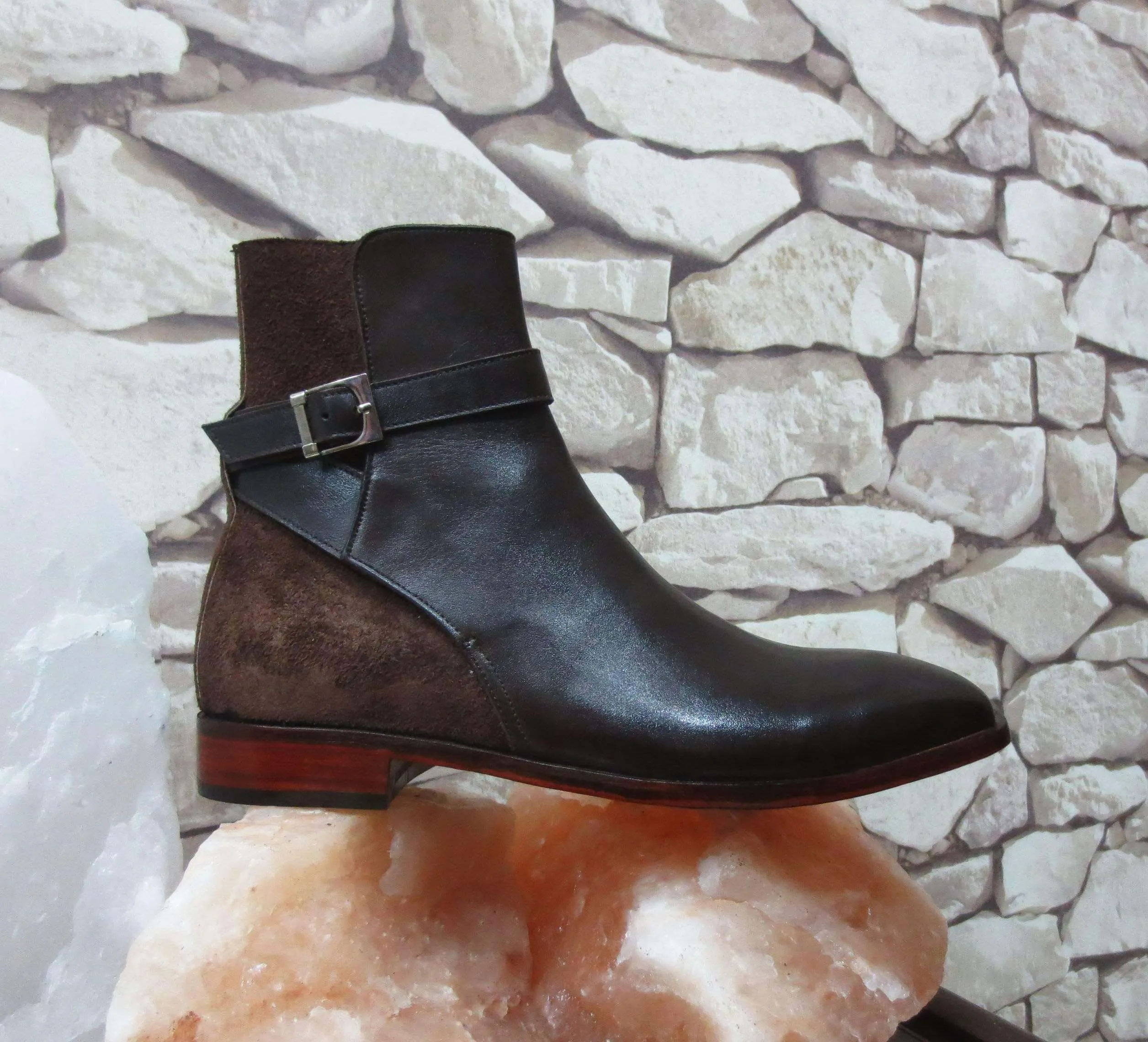 Handmade Men's Brown Jodhpurs Leather Suede Boot