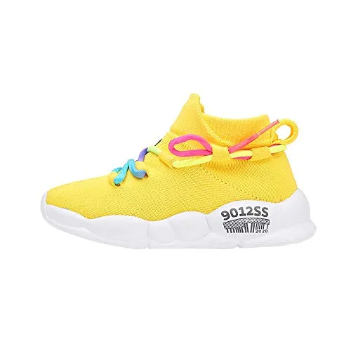 Hopscotch Girls Mesh Text Print Lace Athletic Shoes in Yellow Color, UK:9.5 (RUO-2877697)