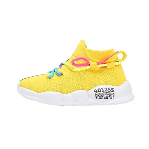 Hopscotch Girls Mesh Text Print Lace Athletic Shoes in Yellow Color, UK:9.5 (RUO-2877697)