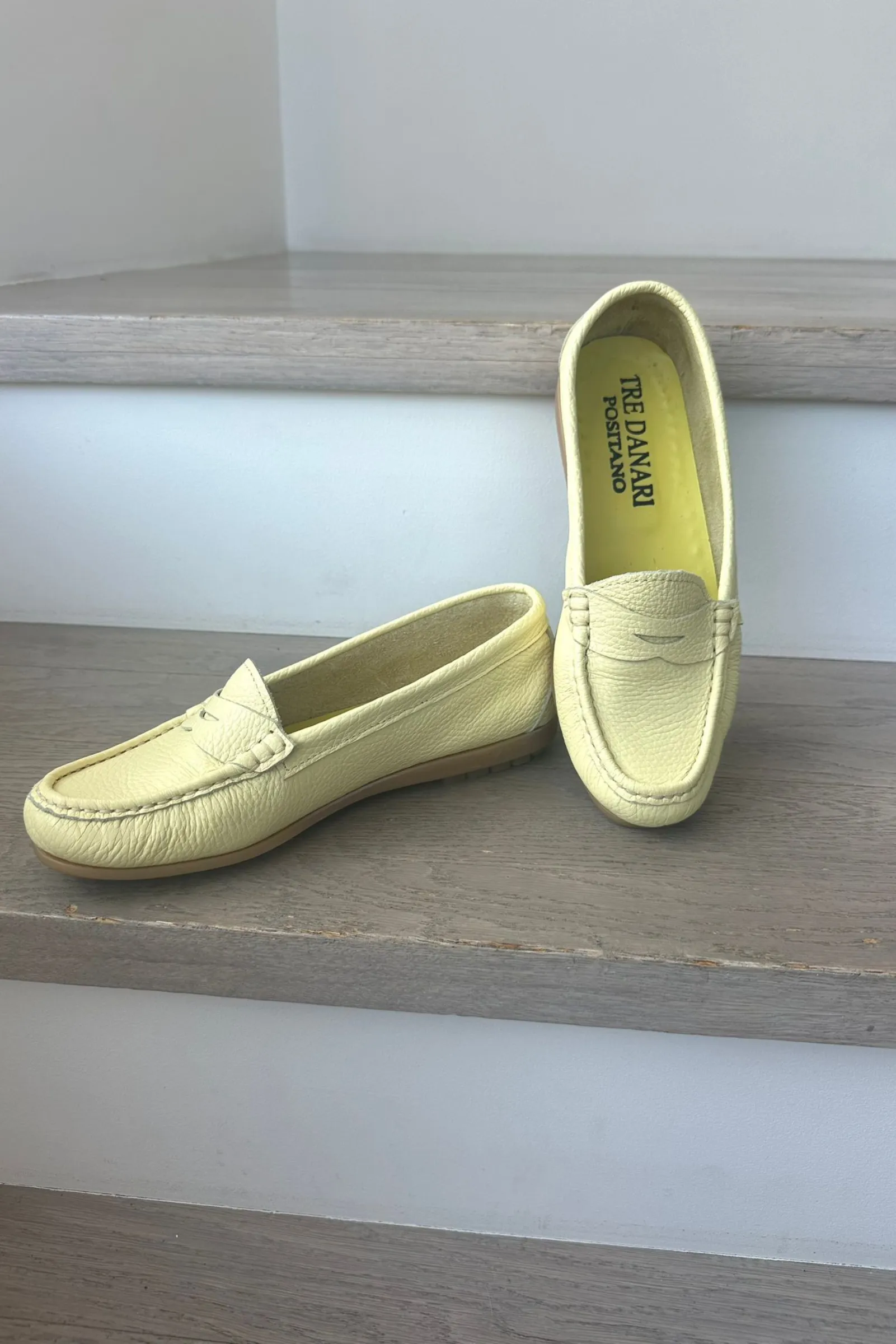 Italian Leather Loafers - Lemon