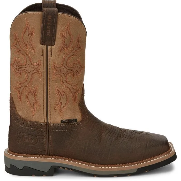 Justin Boots Work Bolt 11" Composite Toe #SE4103 Color Buff Brown