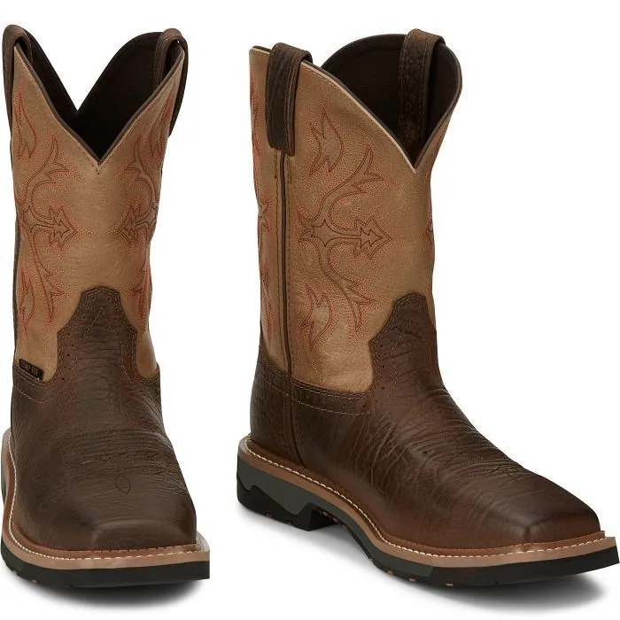 Justin Boots Work Bolt 11" Composite Toe #SE4103 Color Buff Brown