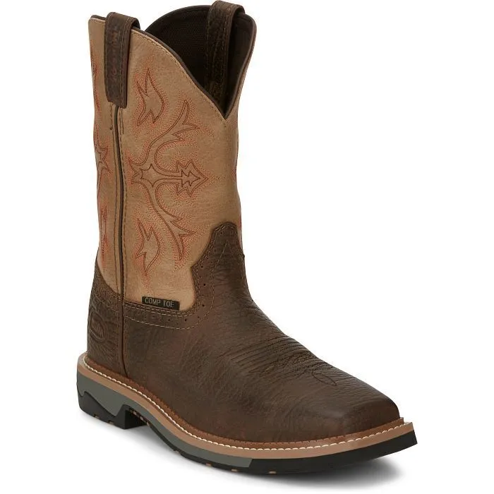 Justin Boots Work Bolt 11" Composite Toe #SE4103 Color Buff Brown