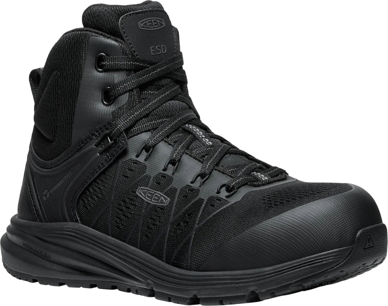 Keen Utility Womens Vista Energy Mid ESD CT Black/Black Synthetic Work Boots