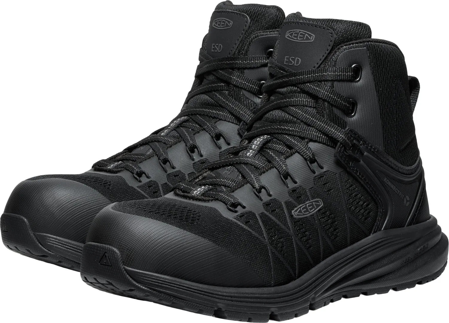 Keen Utility Womens Vista Energy Mid ESD CT Black/Black Synthetic Work Boots