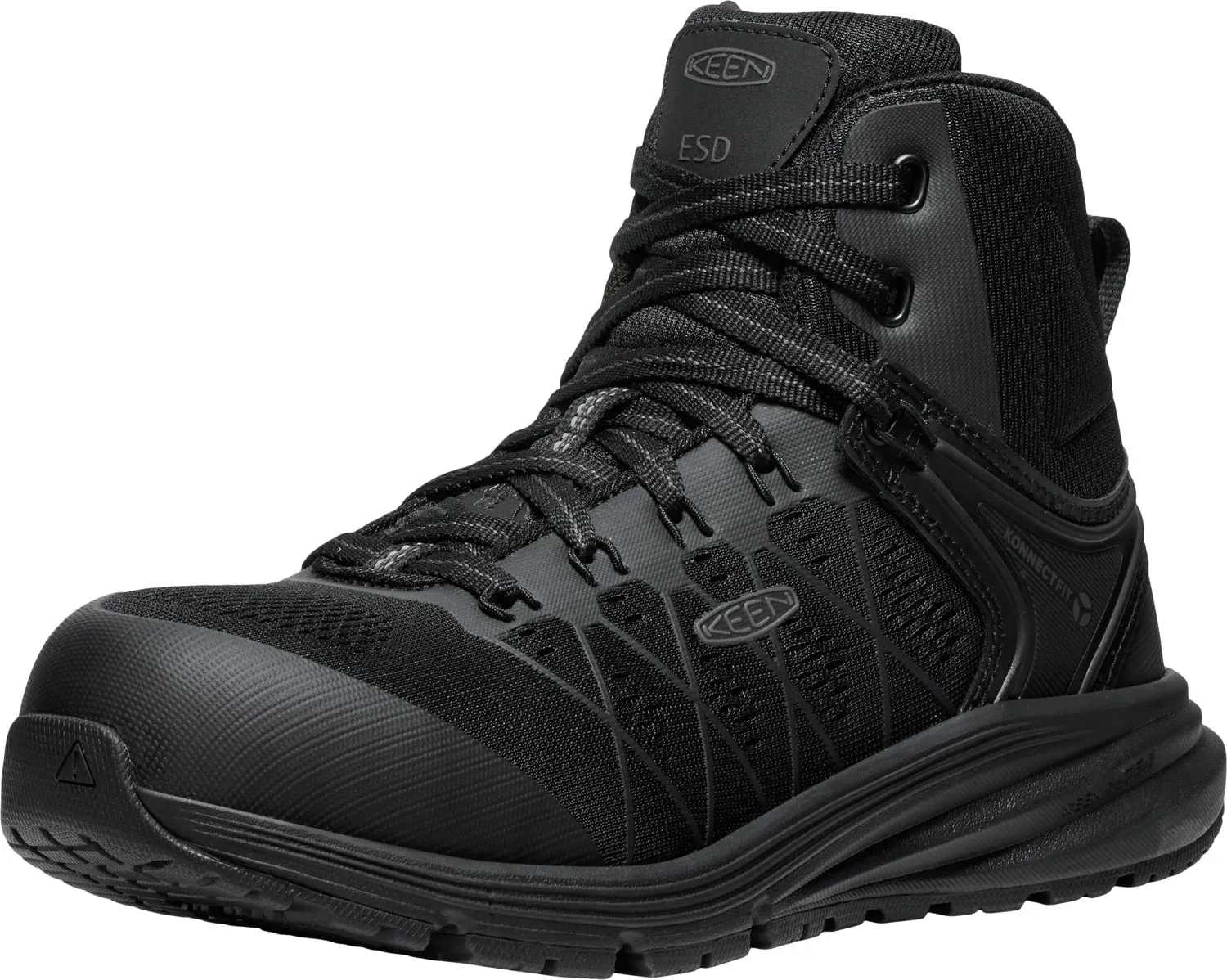 Keen Utility Womens Vista Energy Mid ESD CT Black/Black Synthetic Work Boots