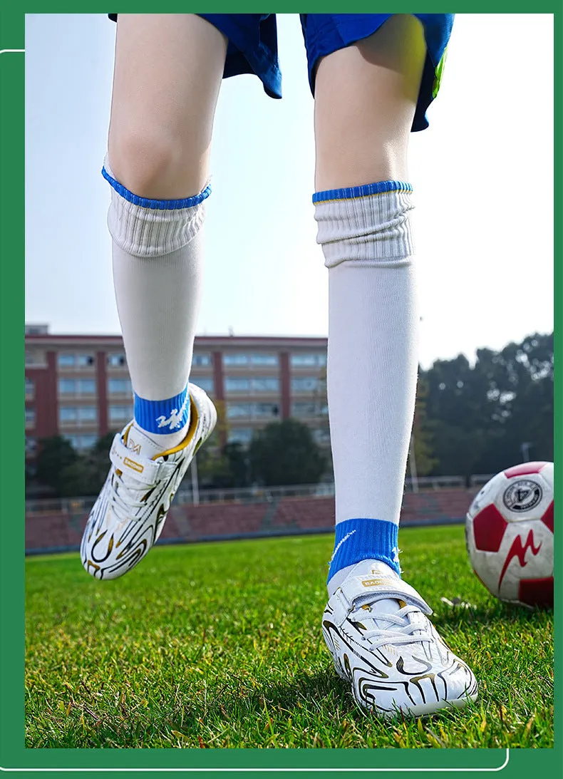 Kids' Soccer Shoes, Magic Tape, Long Studs, Professional Training