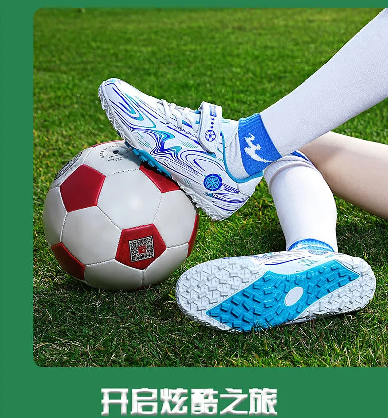 Kids' Soccer Shoes, Magic Tape, Long Studs, Professional Training