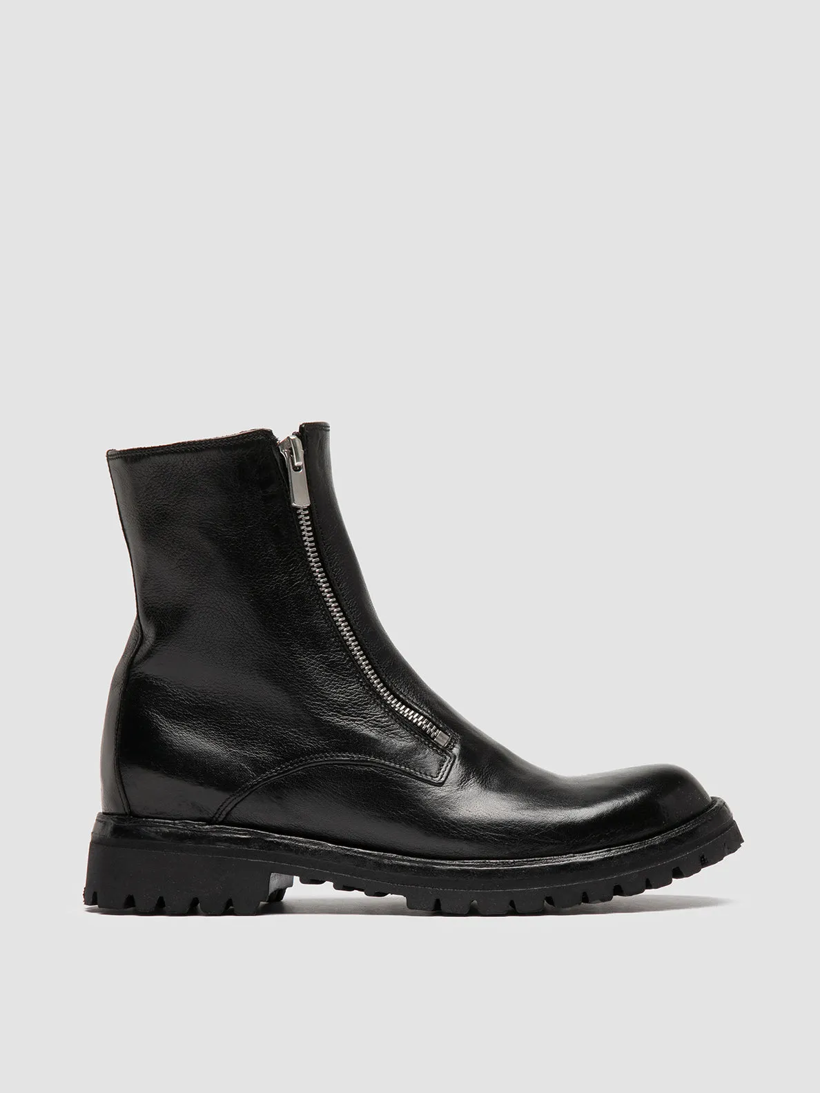 LORAINE 026 - Black Leather Zipped Boots