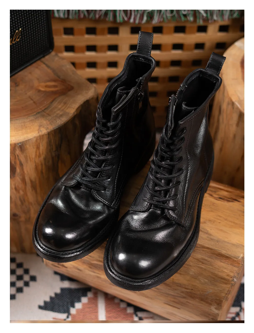 Men's Zip Leather Service Boots