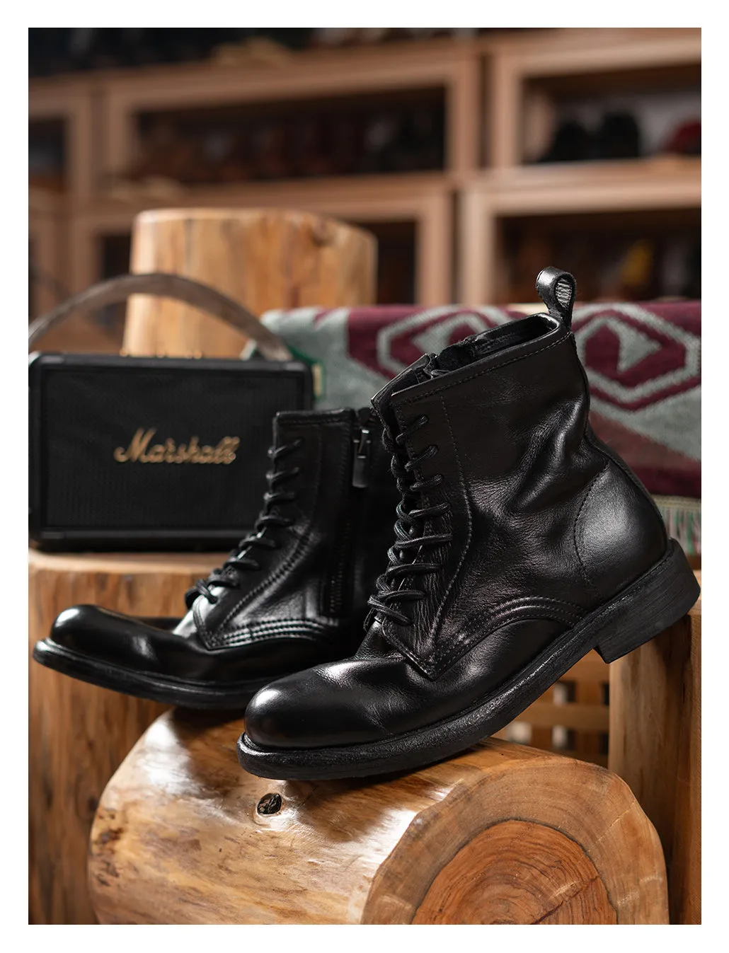 Men's Zip Leather Service Boots