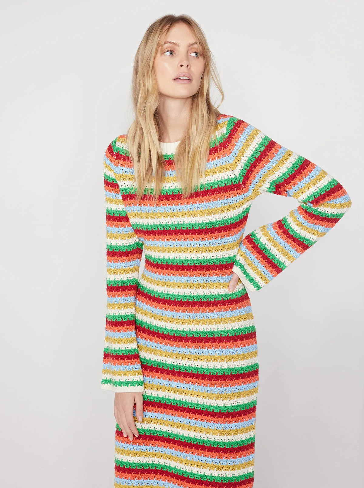 Nadine Blue Multi Crochet Knit Dress