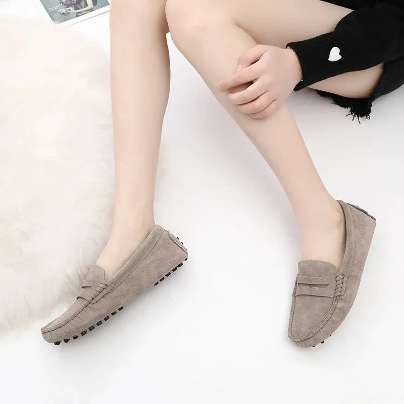 Nice Women Genuine Leather Spring Flat Shoes Casual Loafers Slip On Women's Flats Shoes Moccasins Lady Driving Shoes