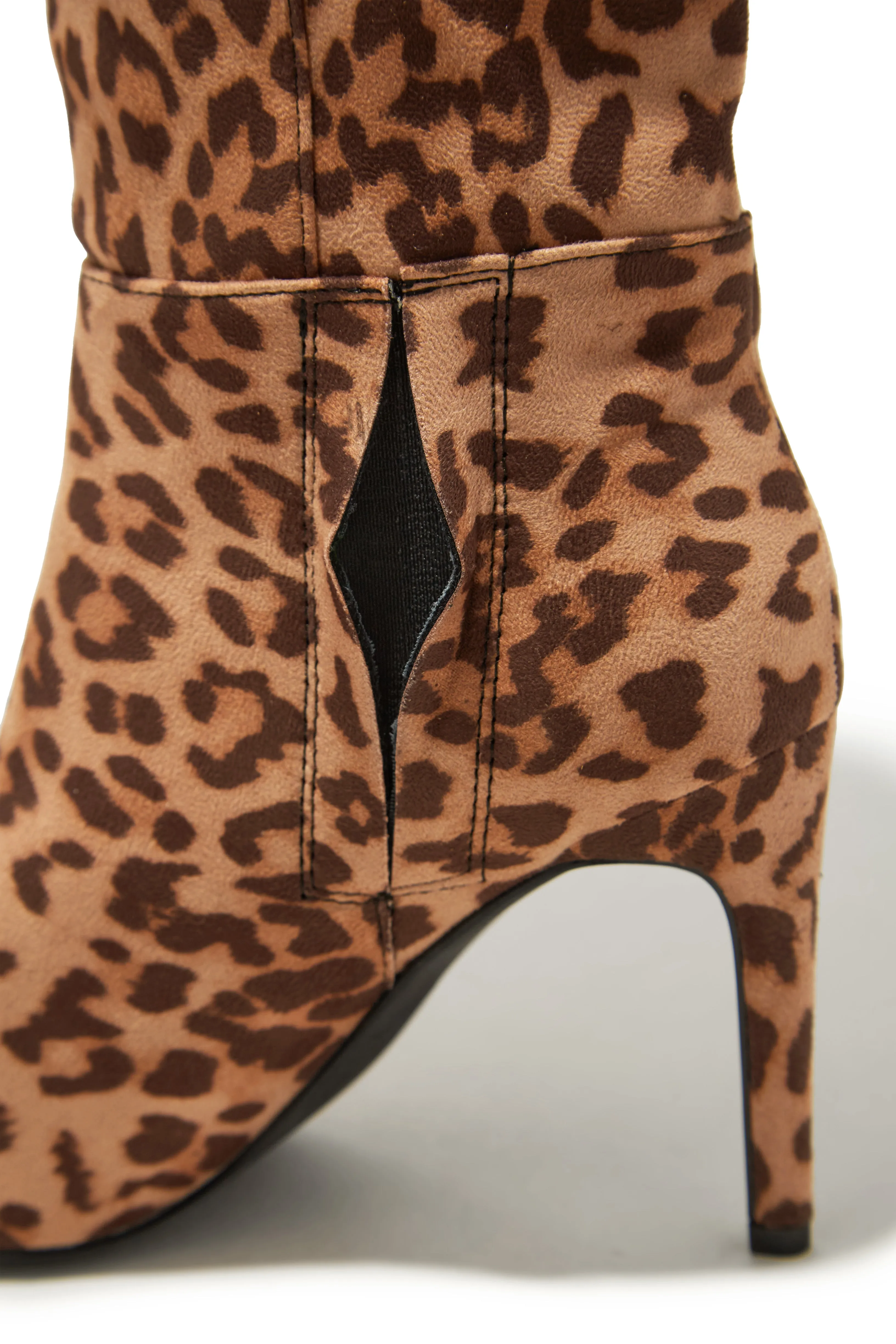 Portia Knee High Heel Boots - Leopard