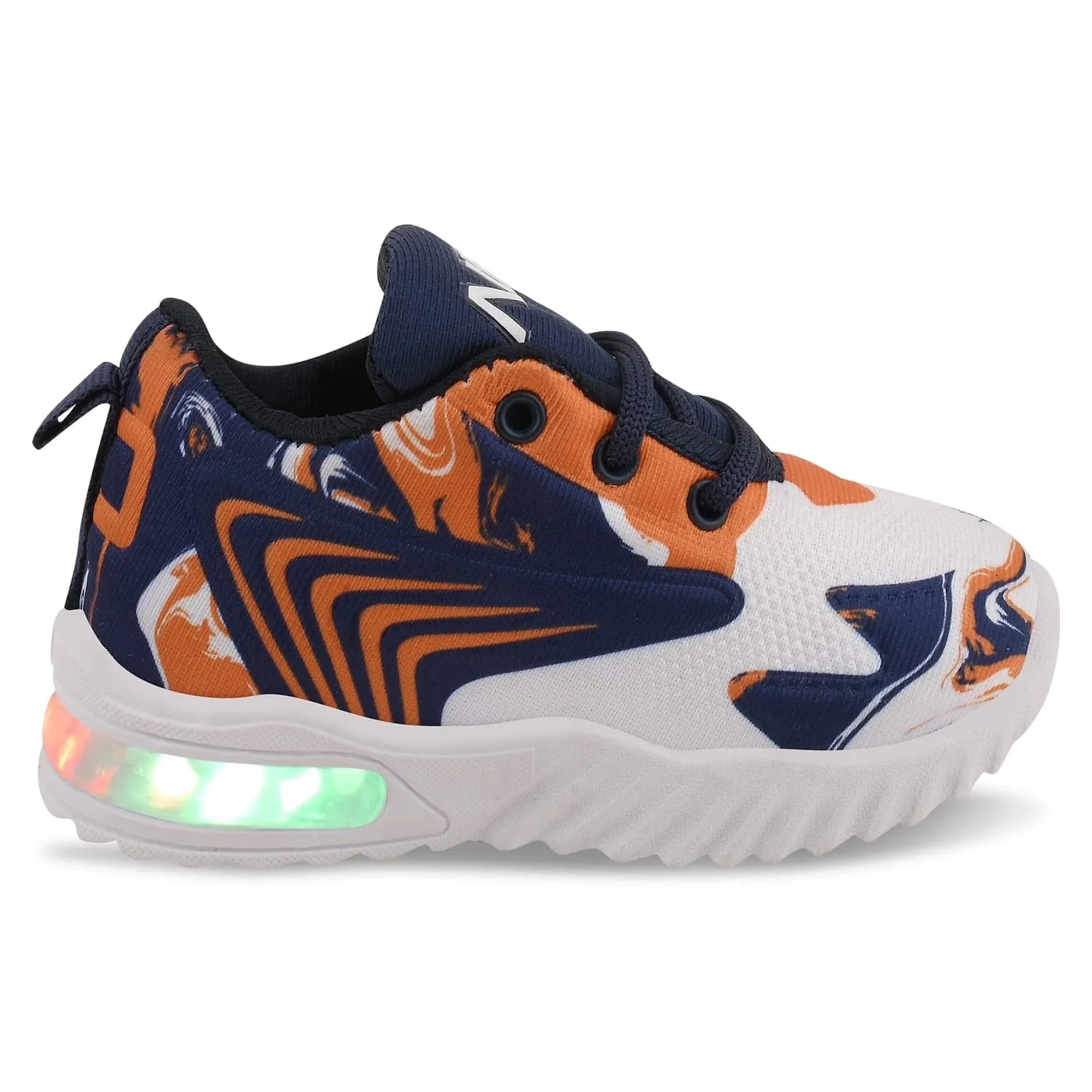 Prattle Foot Kids LED Light Up Shoes, LED Sneakers, Shoes for Boys Girls, Casual Shoes for Kids, Outdoor/Sports/Running Shoes(Blue Orange T-202)