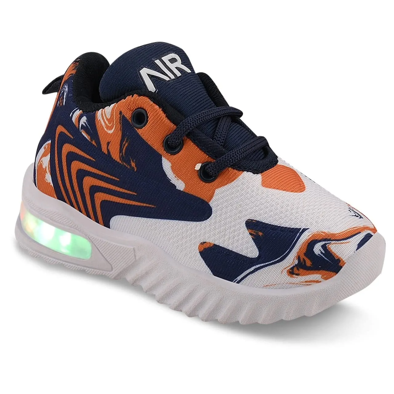 Prattle Foot Kids LED Light Up Shoes, LED Sneakers, Shoes for Boys Girls, Casual Shoes for Kids, Outdoor/Sports/Running Shoes(Blue Orange T-202)