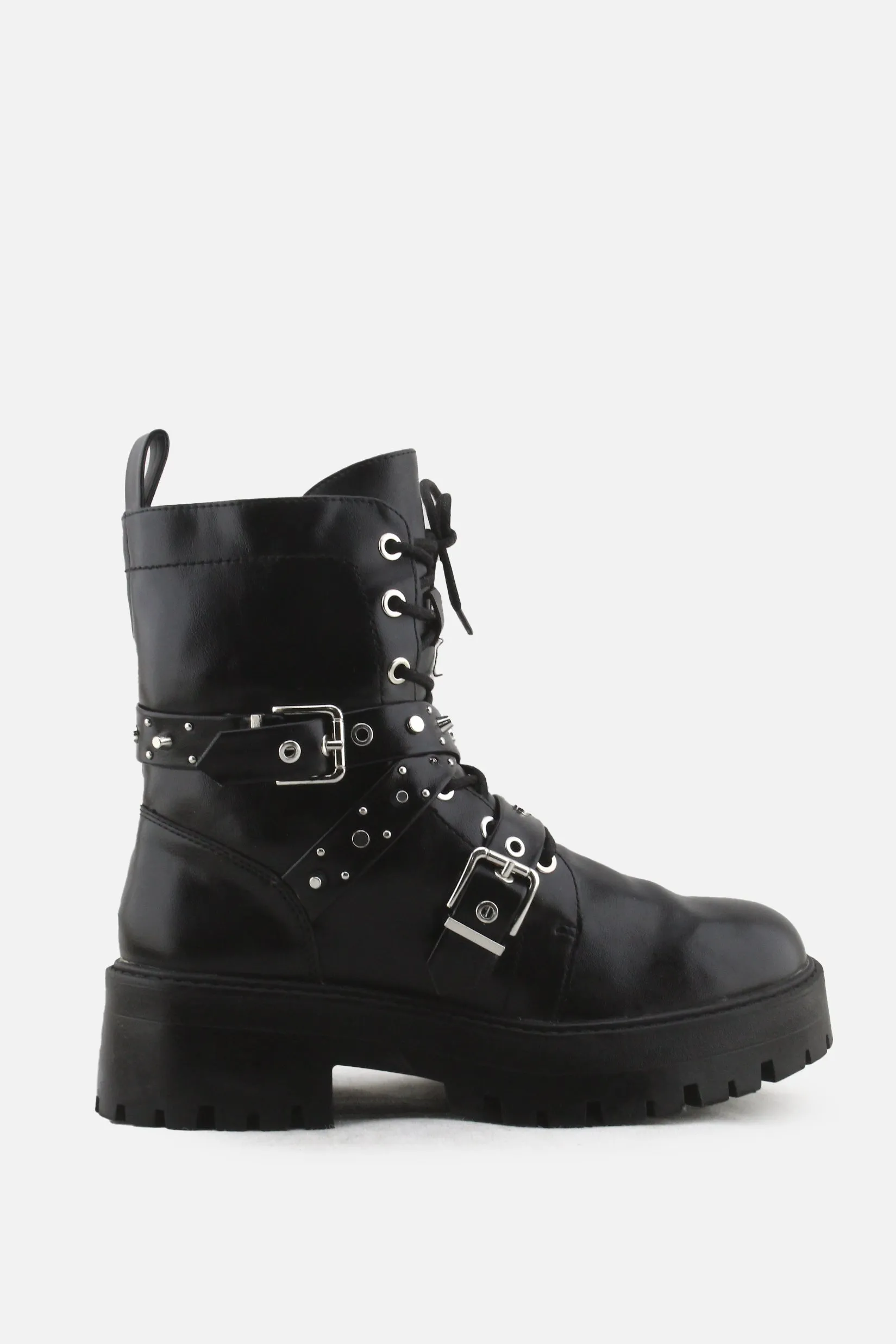 Pull & Bear Zipper Laces Buckle Straps Combat Ankle Boots | 100% Authentic Leather