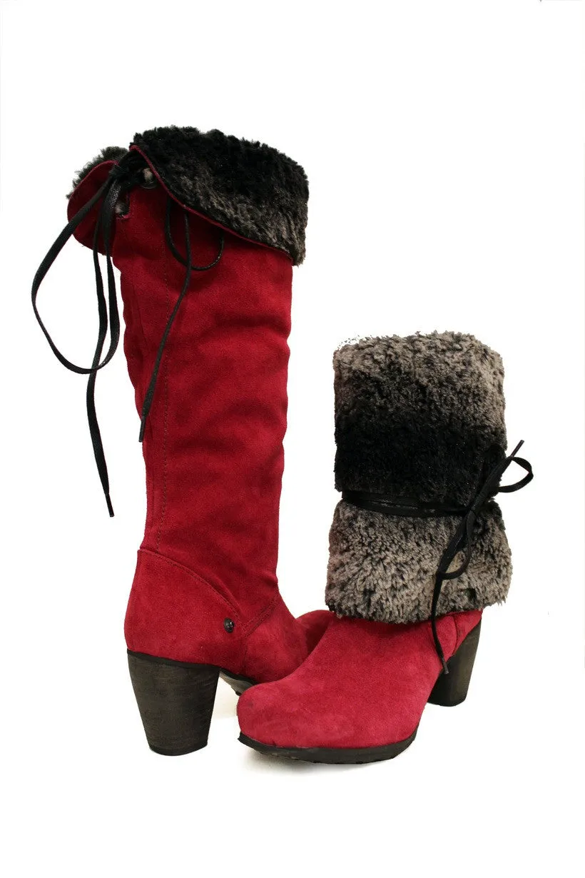 Pulpeux Red suede long leg boot